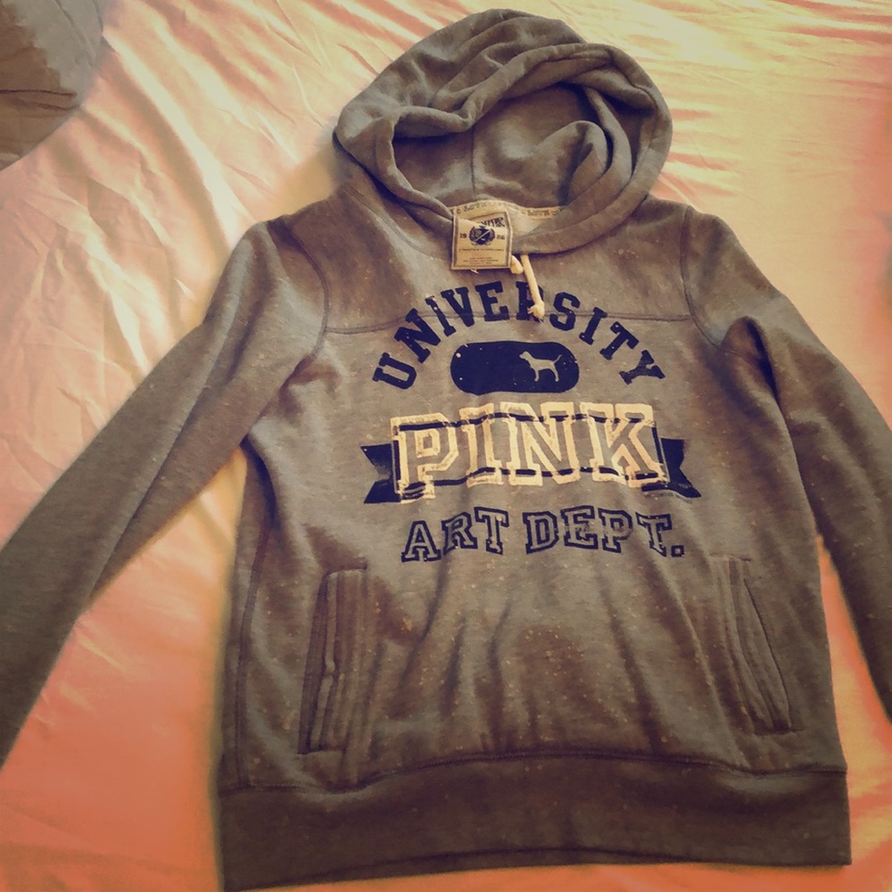 Pink Victoria’s Secret gray hoodie